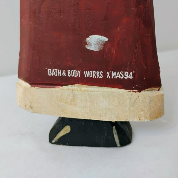 Vintage Bath & Body Works Christmas 1994 Santa Figurine Rustic Wood Ornament 8" - Picture 4 of 6